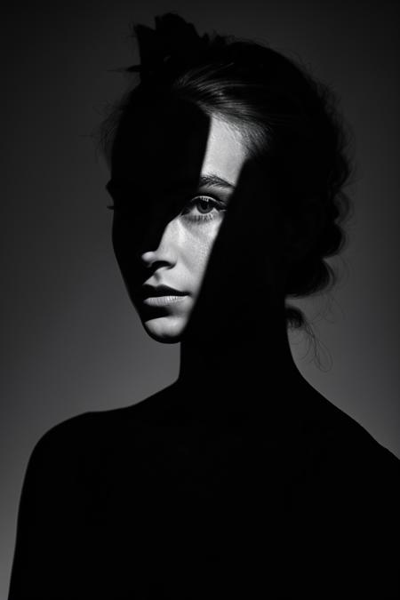 07729-2616405638-1girl,spotlight,silhouette,parted lips,looking at viewer,monochrome,portrait,deatailed beautiful face,hair bun,simple background.png